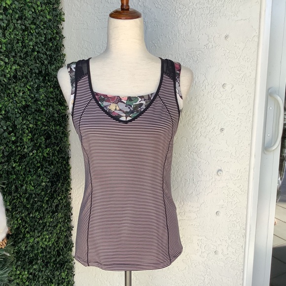Lululemon Super Sport Tank Mini Pop Stripe So Fly Butterfly Size 6 - Picture 3 of 12